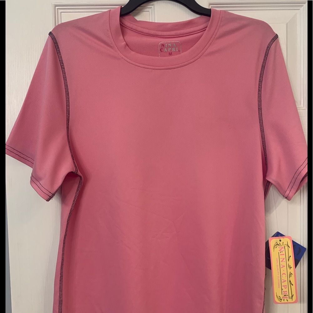 Nina Capri Pink Shirt Sz Med. High Performance